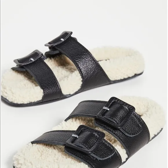 💐DIFINERY SHEEPS FUR  SLIDES CALF LEATHER voted Vogue top 10 best summer Fall