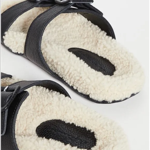 💐DIFINERY SHEEPS FUR  SLIDES CALF LEATHER voted Vogue top 10 best summer Fall