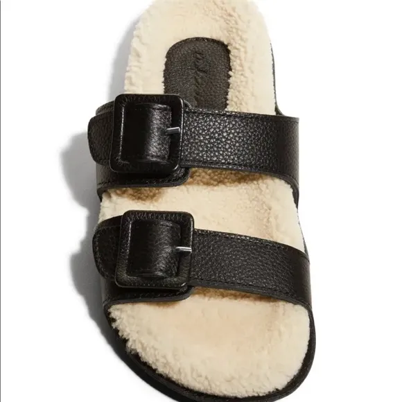 💐DIFINERY SHEEPS FUR  SLIDES CALF LEATHER voted Vogue top 10 best summer Fall
