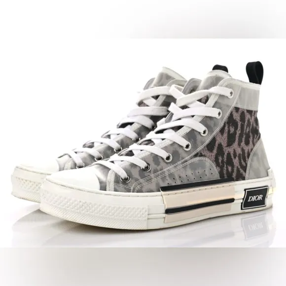 Dior B23 High-Top Sneakers Leopard Canvas Print Unisex Size 41 Women’s 10 RARE