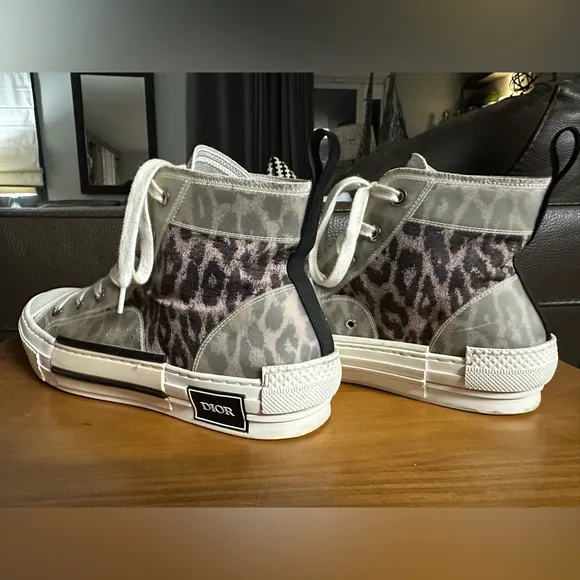 Dior B23 High-Top Sneakers Leopard Canvas Print Unisex Size 41 Women’s 10 RARE