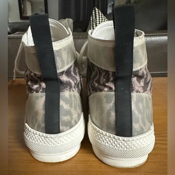 Dior B23 High-Top Sneakers Leopard Canvas Print Unisex Size 41 Women’s 10 RARE