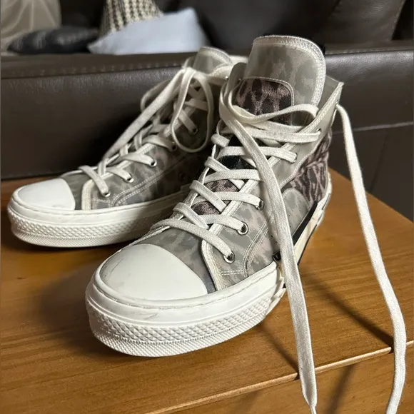 Dior B23 High-Top Sneakers Leopard Canvas Print Unisex Size 41 Women’s 10 RARE