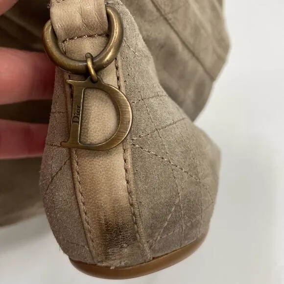 Dior quilted suede tall tan boots