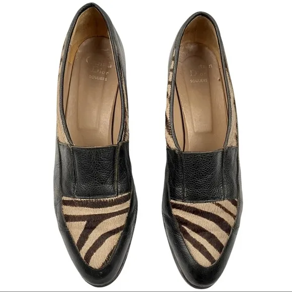 DIOR Vintage Tiger Calf Hair &amp; Leather Loafers
