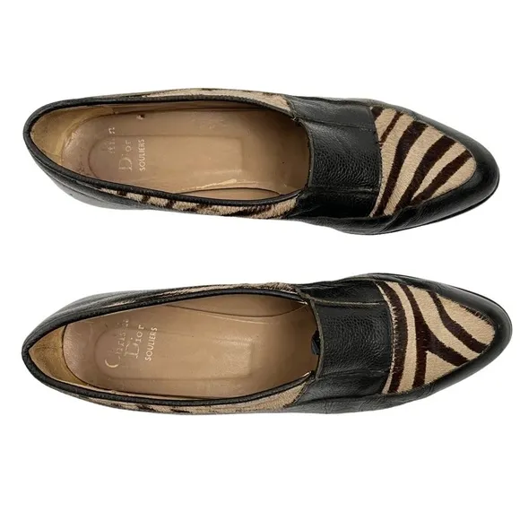 DIOR Vintage Tiger Calf Hair &amp; Leather Loafers