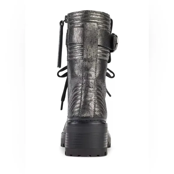 DKNY Women’s Basia Buckled Quilted Block-Heel Combat Boots