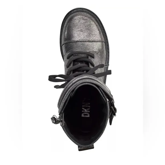 DKNY Women’s Basia Buckled Quilted Block-Heel Combat Boots