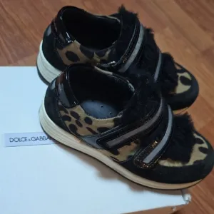 Dolce &amp; Gabbana Black and Brown Sneakers with Velcro Straps