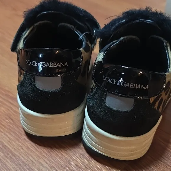 Dolce &amp; Gabbana Black and Brown Sneakers with Velcro Straps