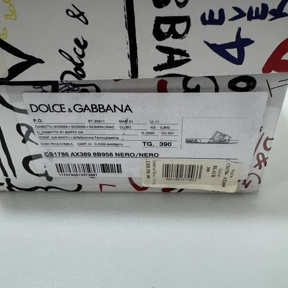 Dolce &amp; Gabbana DG Logo Rubber Slides Black Women’s Size EU 39/US 9