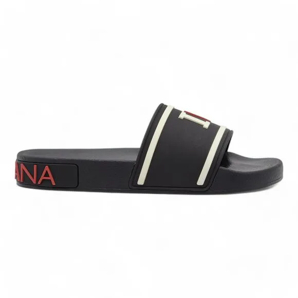 Dolce &amp; Gabbana I love DG Beachwear Women's Slides - Black EU 38 / US 8