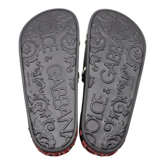 Dolce &amp; Gabbana I love DG Beachwear Women's Slides - Black EU 38 / US 8