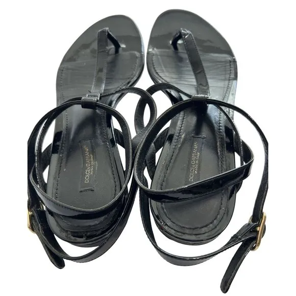 Dolce &amp; Gabbana Patent Sandals in Black
