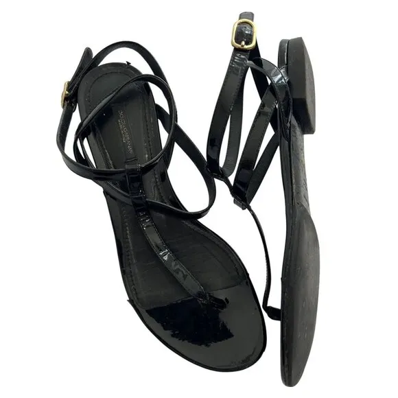 Dolce &amp; Gabbana Patent Sandals in Black