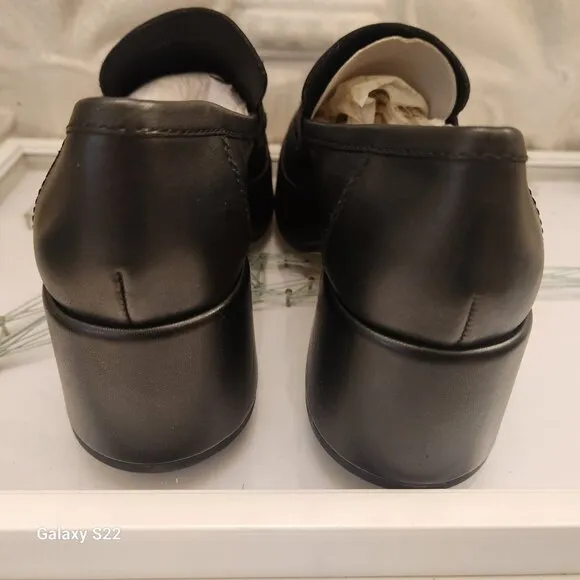 Dolce Vita Black Leather &quot;Yanni&quot; Block Heeled Loafers. NIB. Size 8.5