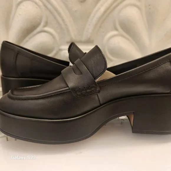 Dolce Vita Black Leather &quot;Yanni&quot; Block Heeled Loafers. NIB. Size 8.5
