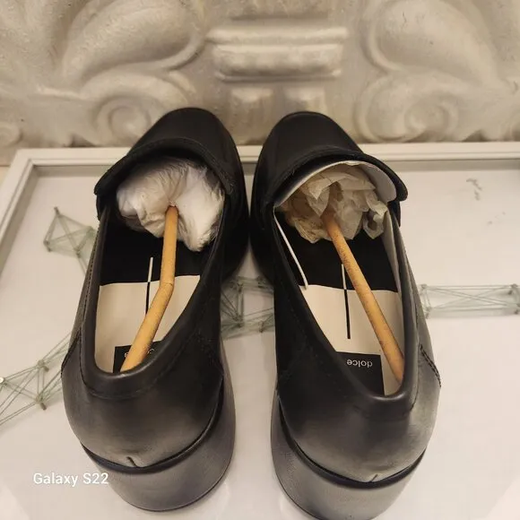 Dolce Vita Black Leather &quot;Yanni&quot; Block Heeled Loafers. NIB. Size 8.5