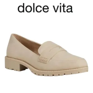 DOLCE VITA CARLEY VEGAN LEATHER LUG SOLE PENNY LOAFER IN CRISP **NWT**