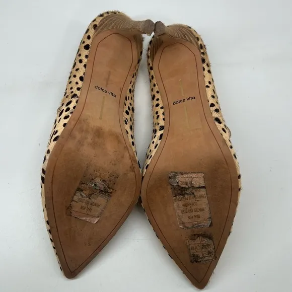 Dolce Vita Cinda Leopard Print Calf Hair Pointed Toe Mules Stiletto Heel 10 Ten