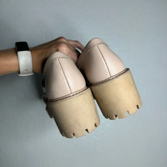 Dolce Vita cream leather acrylic chain chunky platform loafers size 8.5
