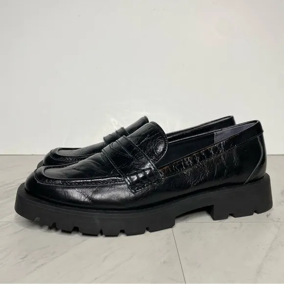 Dolce Vita Elias Black Leather Square Toe Loafer 8