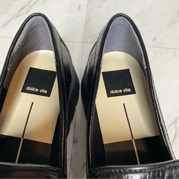 Dolce Vita Elias Black Leather Square Toe Loafer 8