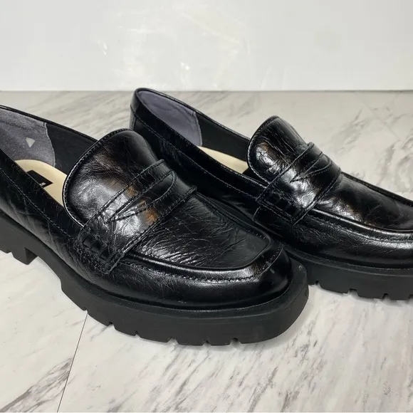 Dolce Vita Elias Black Leather Square Toe Loafer 8