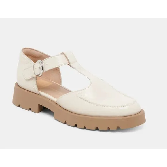 Dolce Vita Emilio Flats Cream Crinkle Patent Leather  7.5 NEW in Box Mary Jane