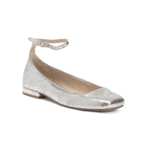 DOLCE VITA Silver Leather Ashya Ankle Strap Flats