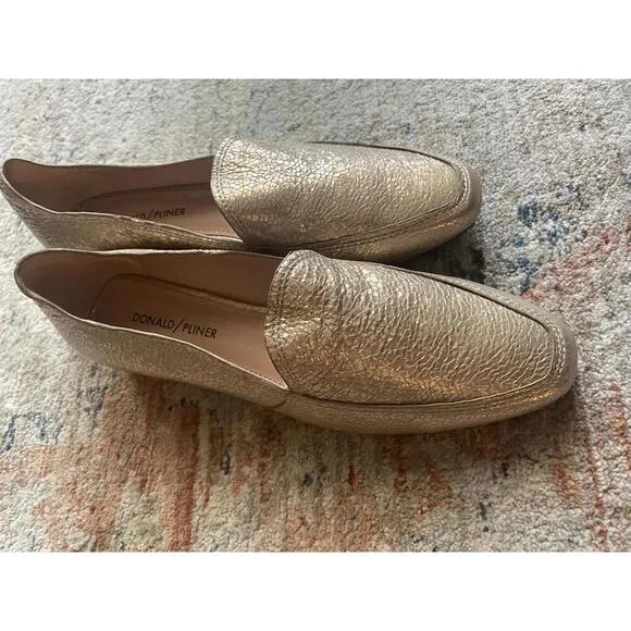 Donald J Pliner Metallic Gold Loafers