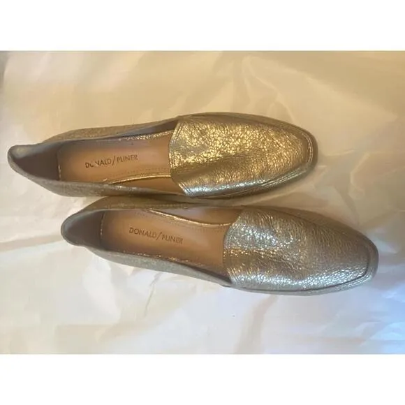 Donald J Pliner Metallic Gold Loafers