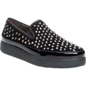 Donald J. Pliner Mickey Studded Platform Chunky Platform Loafers Black Suede