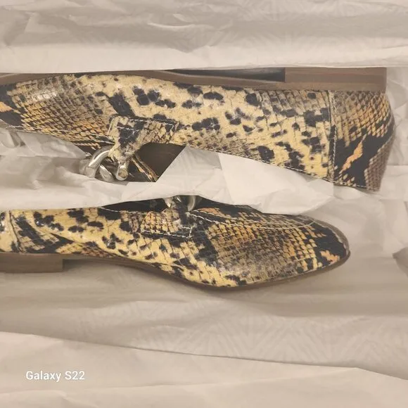Donald J. Pliner Snakeskin &quot;Metallic Mini Viper Lemon&quot;. NIB. Size EU 37/US 7