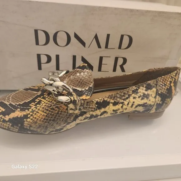 Donald J. Pliner Snakeskin &quot;Metallic Mini Viper Lemon&quot;. NIB. Size EU 37/US 7