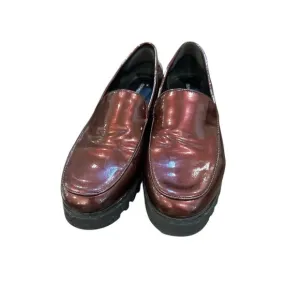 Donald Pliner Womens Burgundy Patent Leather Loafers Size 9, Pre-Owned Good Con