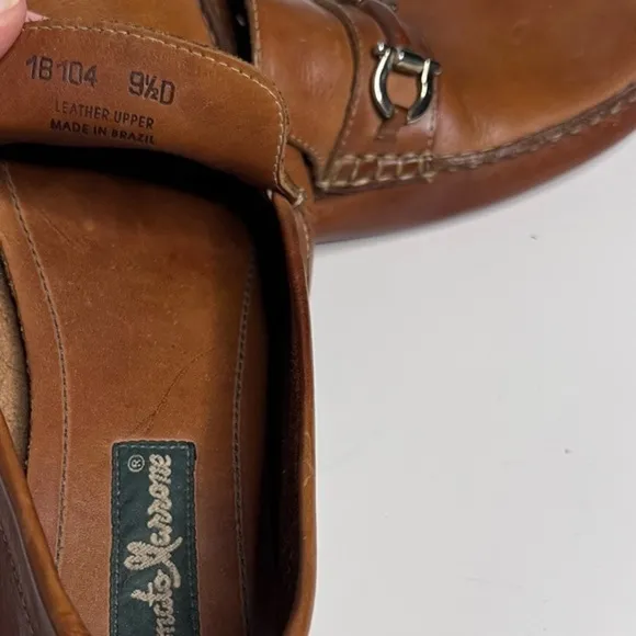 Donato Marrone Amazonas Cognac Tan Brown Leather Driver Loafers 9.5 D
