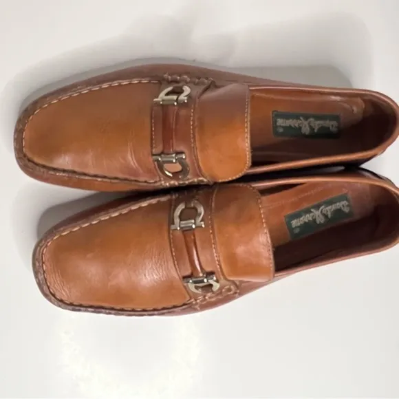 Donato Marrone Amazonas Cognac Tan Brown Leather Driver Loafers 9.5 D
