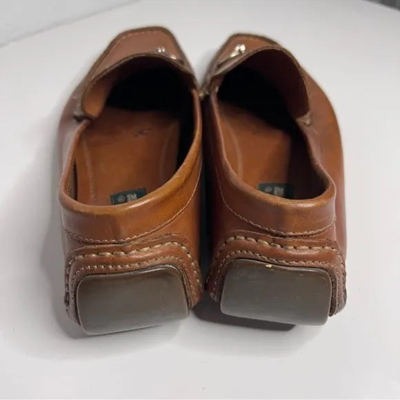 Donato Marrone Amazonas Cognac Tan Brown Leather Driver Loafers 9.5 D