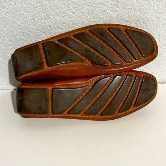 Donato Marrone Amazonas Cognac Tan Brown Leather Driver Loafers 9.5 D