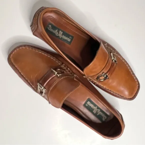 Donato Marrone Amazonas Cognac Tan Brown Leather Driver Loafers 9.5 D