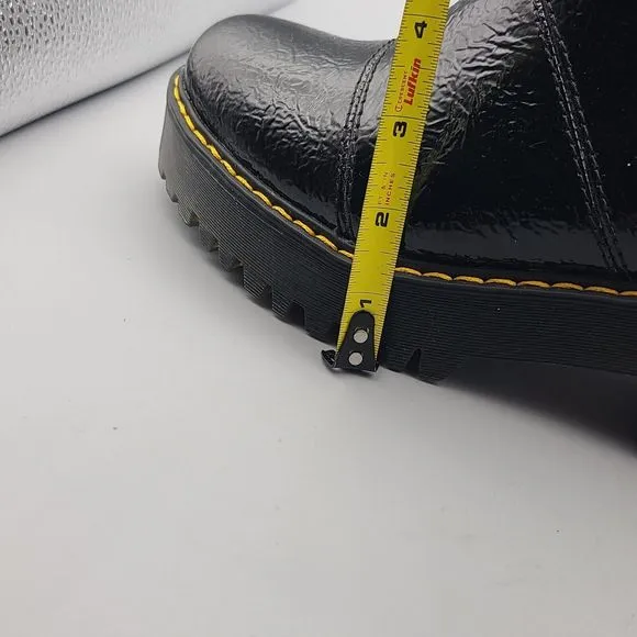 Dr. Martens Boots Womens Black Rozalie Patent Heeled Chelsea Lug Sz 6 37 New