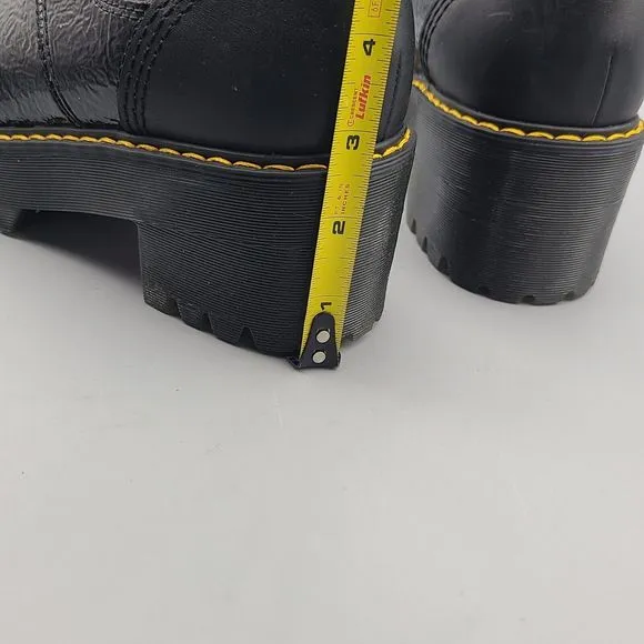 Dr. Martens Boots Womens Black Rozalie Patent Heeled Chelsea Lug Sz 7 38 New