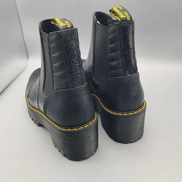 Dr. Martens Boots Womens Black Rozalie Patent Heeled Chelsea Lug Sz 7 38 New