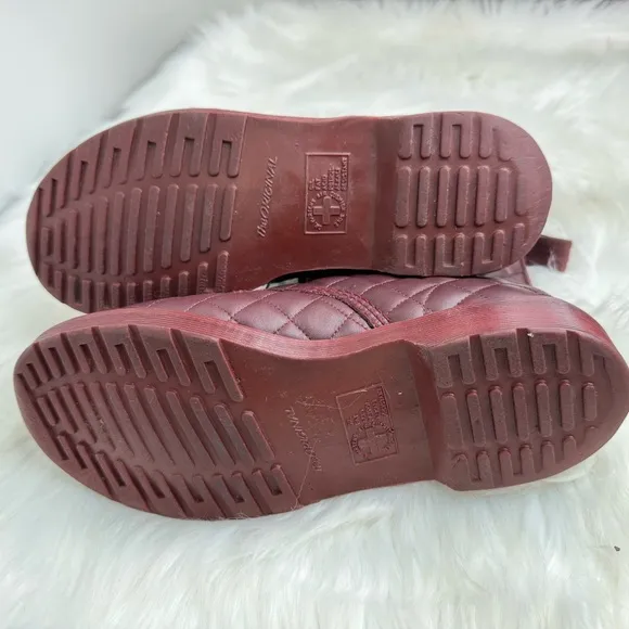 Dr. Martens Coralie Daino Leather Quilted Burgundy Lace-Up Boots
