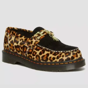 Dr Martens NWB Adrian Hair-On Leopard Print Snaffle Loafers Skull Charm Men's 9