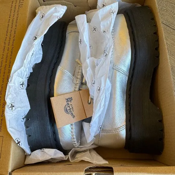 Dr. Martens Women's Size 6 Adrian Metallic Tumble Loafers Lug Sole Platform NEW