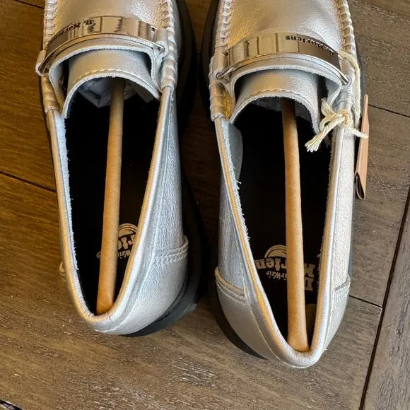 Dr. Martens Women's Size 6 Adrian Metallic Tumble Loafers Lug Sole Platform NEW