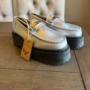 Dr. Martens Women's Size 6 Adrian Metallic Tumble Loafers Lug Sole Platform NEW