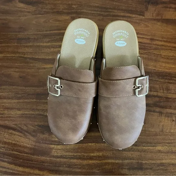 Dr. Scholl’s Cassidy Clog Shoes Slides Brown with Gold Details Womens size 8.5